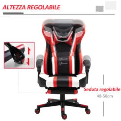 Vinsetto Poltrona Gaming Ufficio Recilnabile Altezza Regolabile Massaggiante, Porta USB -Ufficio E Casa 27383717 5
