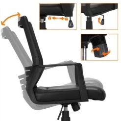 Yaheetech Sedia Ufficio Scrivania Ergonomica Lombare Girevole In Rete Traspirante Reclinabile Imbottita Regolabile In Altezza Con Braccioli E Ruote Nero -Ufficio E Casa 27557918 2