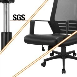 Yaheetech Sedia Ufficio Scrivania Ergonomica Lombare Girevole In Rete Traspirante Reclinabile Imbottita Regolabile In Altezza Con Braccioli E Ruote Nero -Ufficio E Casa 27557918 4