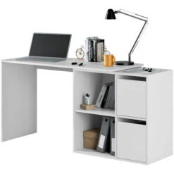 Scrivania Pc Ufficio Mutiposizione Angolare/dritta Studio Casa BIANCA Computer Gaming 120 X 77 X 74 Cm 008311A -Ufficio E Casa 27636926 3