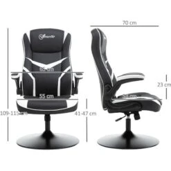 Vinsetto Sedia Poltrona Gaming Da Ufficio, Altezza Regolabile E Braccioli Pieghevoli -Ufficio E Casa 27977570 3