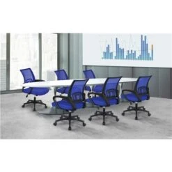 Yaheetech Sedia Da Ufficio Per Scrivania Ergonomica Reclinabile Girevole Altezza Regolabile Con Rotelle Direzionale E Braccioli In Rete Traspirante - Blu Motivo Quadrato -Ufficio E Casa 28554139 5