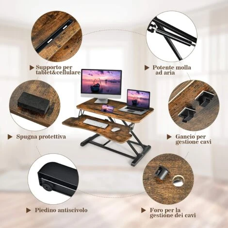 COSTWAY Supporto Per Computer Portatile, Vassoio Per Laptop Pighevole Portatile, Universale, Legno E Acciaio (Legno) 5 COSTWAY Supporto Per Computer Portatile, Vassoio Per Laptop Pighevole Portatile, Universale, Legno E Acciaio (Legno) - immagine 3