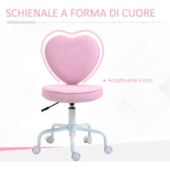 HOMCOM Sedia Per Scrivania Cameretta A Forma Di Cuore Con 5 Rotelle Girevoli -Ufficio E Casa 28947298 4