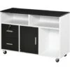 HOMCOM Mobile Porta Stampante Con Cassetti Mobiletto Multiuso Nero E Bianco -Ufficio E Casa 29040409 1