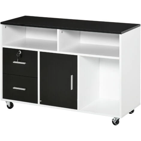 HOMCOM Mobile Porta Stampante Con Cassetti Mobiletto Multiuso Nero E Bianco 3 HOMCOM Mobile Porta Stampante Con Cassetti Mobiletto Multiuso Nero E Bianco