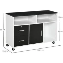 HOMCOM Mobile Porta Stampante Con Cassetti Mobiletto Multiuso Nero E Bianco 9 HOMCOM Mobile Porta Stampante Con Cassetti Mobiletto Multiuso Nero E Bianco -Ufficio E Casa 29040409 3
