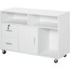 HOMCOM Mobile Porta Stampante Con Cassetti Mobiletto Multiuso Bianco -Ufficio E Casa 29040415 1