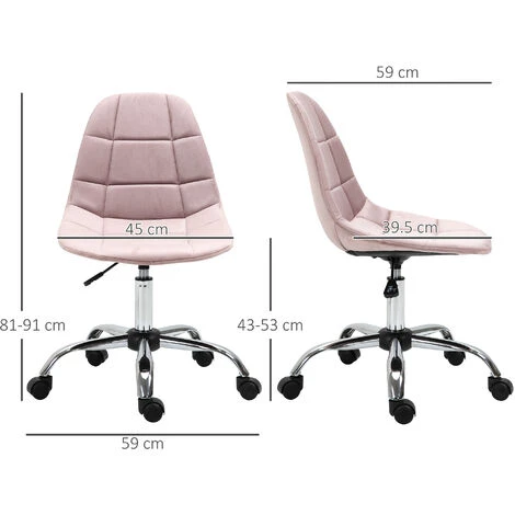 Vinsetto Sedia Girevole Per Scrivania Ufficio Ergonomica Regolabile Rosa 5 Vinsetto Sedia Girevole Per Scrivania Ufficio Ergonomica Regolabile Rosa - immagine 3