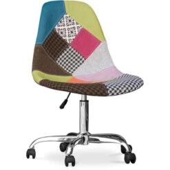 Sedia Da Ufficio Denisse - Patchwork Simona Multicolore - Acciaio, PP, Tessuto, Nylon