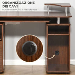 HOMCOM Scrivania Porta PC In Legno Con Cassetti E Porta Tastiera Casa E Ufficio Marrone Noce -Ufficio E Casa 29447116 5