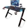Scrivania Gaming Salvaspazio Porta Pc Ergonomica Multiaccessoriata Con LED 120x61x73 Cm - Black - Black -Ufficio E Casa 30538948 1