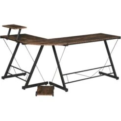 HOMCOM Scrivania Angolare Reversibile Per Computer E PC In Stile Industriale, Per Ufficio O Camera, In Legno 155x115x91.5cm