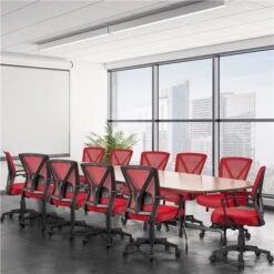 Yaheetech Sedia Da Ufficio Scrivania Ergonomica Lombare Girevole Reclinabile A Rotelle Altezza Regolabile Con Braccioli Portata 136 Kg Rosso -Ufficio E Casa 32379439 5