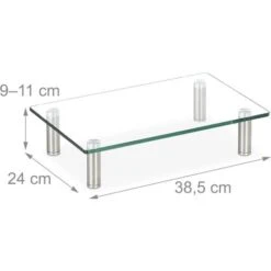Relaxdays Supporto Monitor, Alzatina Per TV, Standing Computer Desk, Rialzo Scrivania, Regolabile, 38,5x24, Trasparente -Ufficio E Casa 32712681 4