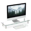 Relaxdays Supporto Monitor, Alzatina Per TV, Standing Computer Desk, Rialzo Scrivania, Regolabile, 70x24 Cm, Trasparente -Ufficio E Casa 32712688 1