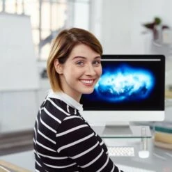 Relaxdays Supporto Monitor, Alzatina Per TV, Standing Computer Desk, Rialzo Scrivania, Regolabile, 70x24 Cm, Trasparente -Ufficio E Casa 32712688 3