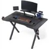 Yaheetech Scrivania Gaming Ergonomica, Scrivania Computer, Tavolo Da Gioco Per PC, Con Tappetino Ampio Mouse Supporto A Gancio Per Cuffie, Porta Bicchieri Porta Tablet 111 X 71 X 96 CM Gambe A Forma X -Ufficio E Casa 33030428 1
