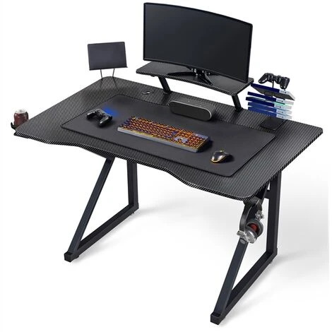 Yaheetech Scrivania Gaming Ergonomica, Scrivania Computer, Tavolo Da Gioco Per PC, Con Tappetino Ampio Mouse Supporto A Gancio Per Cuffie, Porta Bicchieri Porta Tablet 111 X 71 X 96 CM Gambe A Forma K 3 Yaheetech Scrivania Gaming Ergonomica, Scrivania Computer, Tavolo Da Gioco Per PC, Con Tappetino Ampio Mouse Supporto A Gancio Per Cuffie, Porta Bicchieri Porta Tablet 111 X 71 X 96 CM Gambe A Forma K