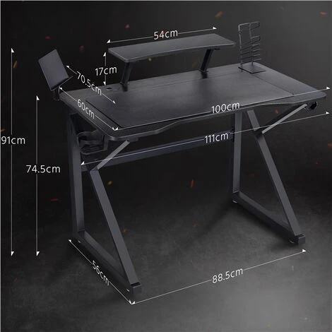 Yaheetech Scrivania Gaming Ergonomica, Scrivania Computer, Tavolo Da Gioco Per PC, Con Tappetino Ampio Mouse Supporto A Gancio Per Cuffie, Porta Bicchieri Porta Tablet 111 X 71 X 96 CM Gambe A Forma K 4 Yaheetech Scrivania Gaming Ergonomica, Scrivania Computer, Tavolo Da Gioco Per PC, Con Tappetino Ampio Mouse Supporto A Gancio Per Cuffie, Porta Bicchieri Porta Tablet 111 X 71 X 96 CM Gambe A Forma K - immagine 2