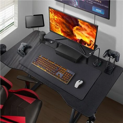 Yaheetech Scrivania Gaming Ergonomica, Scrivania Computer, Tavolo Da Gioco Per PC, Con Tappetino Ampio Mouse Supporto A Gancio Per Cuffie, Porta Bicchieri Porta Tablet 111 X 71 X 96 CM Gambe A Forma K 5 Yaheetech Scrivania Gaming Ergonomica, Scrivania Computer, Tavolo Da Gioco Per PC, Con Tappetino Ampio Mouse Supporto A Gancio Per Cuffie, Porta Bicchieri Porta Tablet 111 X 71 X 96 CM Gambe A Forma K - immagine 3