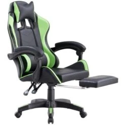 Poltrona Sedia Gaming Con Poggiapiedi E Schienale Reclinabile Verde/Nera -Ufficio E Casa 33484759 4