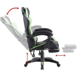Poltrona Sedia Gaming Con Poggiapiedi E Schienale Reclinabile Verde/Nera -Ufficio E Casa 33484759 5