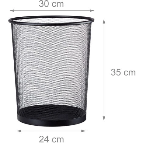 Relaxdays Cestino Gettacarte Metallo Grande Pattumiera Portarifiuti Da Ufficio 20 Litri Ø 30 Cm Alto 35 Cm Nero 5 Relaxdays Cestino Gettacarte Metallo Grande Pattumiera Portarifiuti Da Ufficio 20 Litri Ø 30 Cm Alto 35 Cm Nero - immagine 3