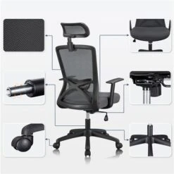 Yaheetech Sedia Da Ufficio Scrivania Ergonomica Schienale Alto Reclinabile Con Poggiatesta Regolabile In Rete Traspirante Girevole A Rotelle Portata 136 Kg Scuro Grigio 8 Yaheetech Sedia Da Ufficio Scrivania Ergonomica Schienale Alto Reclinabile Con Poggiatesta Regolabile In Rete Traspirante Girevole A Rotelle Portata 136 Kg Scuro Grigio -Ufficio E Casa 35324282 2