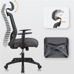 Yaheetech Sedia Da Ufficio Scrivania Ergonomica Schienale Alto Reclinabile Con Poggiatesta Regolabile In Rete Traspirante Girevole A Rotelle Portata 136 Kg Scuro Grigio 10 Yaheetech Sedia Da Ufficio Scrivania Ergonomica Schienale Alto Reclinabile Con Poggiatesta Regolabile In Rete Traspirante Girevole A Rotelle Portata 136 Kg Scuro Grigio -Ufficio E Casa 35324282 4