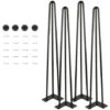 Gambe Per Tavolo A Forcina - Set Di Gambe Per Tavolo A Forcina (4 Pezzi) - 76 Cm - Nero - 3 Rami