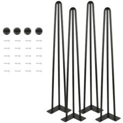 Gambe Per Tavolo A Forcina - Set Di Gambe Per Tavolo A Forcina (4 Pezzi) - 76 Cm - Nero - 3 Rami