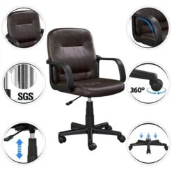 Yaheetech Sedia Da Ufficio Scrivania Girevole Ergonomica In Ecopelle Imbottita Altezza Regolabile Con Braccioli E Ruote Marrone 9 Yaheetech Sedia Da Ufficio Scrivania Girevole Ergonomica In Ecopelle Imbottita Altezza Regolabile Con Braccioli E Ruote Marrone -Ufficio E Casa 36007142 3