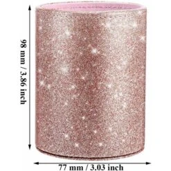 Portapennelli Per Trucco, Organizzatore Per Riporre Pennelli Per Trucco, Portapenne Rotondo, Portabicchieri Per Ragazze In PU Rosa Lucido Per Ufficio, Ufficio, Scuola, Casa -Ufficio E Casa 36032648 3