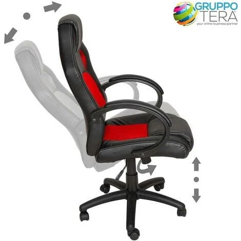 Sedia Poltrona Da Ufficio Direzionale Ruote Girevoli Sportiva Race Gaming Rosso 5 Sedia Poltrona Da Ufficio Direzionale Ruote Girevoli Sportiva Race Gaming Rosso - immagine 3