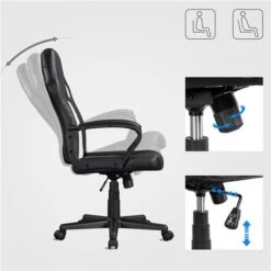 Yaheetech Sedia Scrivania Poltrona Ufficio Direzionale Presidenziale Ergonomica Girevole Schienale Alto In Rete Traspirante Reclinabile Altezza Regolabile Bianco -Ufficio E Casa 37279368 4