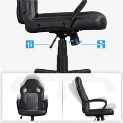 Yaheetech Sedia Scrivania Poltrona Ufficio Direzionale Presidenziale Ergonomica Girevole Schienale Alto In Rete Traspirante Reclinabile Altezza Regolabile Grigio -Ufficio E Casa 37279370 4