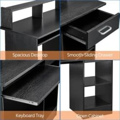 Yaheetech Scrivania Per Computer Fisso Pc Con Porta Tastiera Scorrevole Mensola Cassetto Da Ufficio Studio Salvaspazio 106 X 50 X 94 Cm Nera -Ufficio E Casa 37279371 3