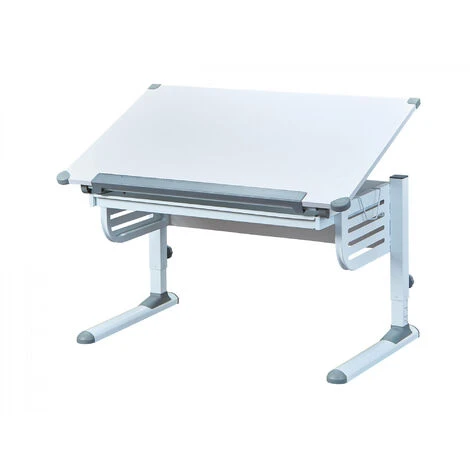 Dmora Scrivania Regolabile In Altezza Con Ripiano Inclinabile, In Metallo Bianco, Cm 110x68x55-78, Con Imballo Rinforzato 5 Dmora Scrivania Regolabile In Altezza Con Ripiano Inclinabile, In Metallo Bianco, Cm 110x68x55-78, Con Imballo Rinforzato - immagine 3