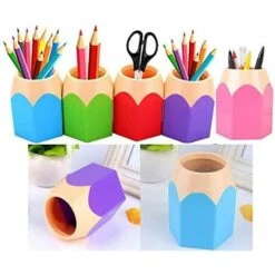 Portamatite, Portapenne In Colori Assortiti, Set Di 5 Portamatite A Forma Di Testa Di Matita Creativi - Per Forniture Per Ufficio, Pennelli Per Il Trucco, Come Piccoli Vasi -Ufficio E Casa 38272751 2