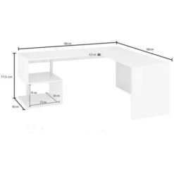 Dmora Scrivania Ad Angolo Per Ufficio E Studio Con Scaffale, Made In Italy, Tavolo Da Computer, Scrittoio Porta PC, Cm 160x60h78, Colore Bianco Lucido, Con Imballo Rinforzato -Ufficio E Casa 39027740 3
