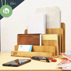Blumfeldt Raccoglitore Per Lettere Con 5 Scomparti DIN A4 25x17,5x16cm Orizzontale O Verticale Bambù -Ufficio E Casa 39491117 2