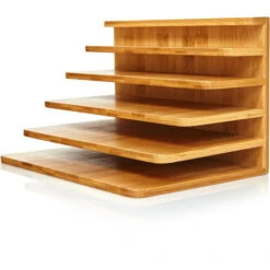 Blumfeldt Raccoglitore Per Lettere Con 5 Scomparti DIN A4 25x17,5x16cm Orizzontale O Verticale Bambù -Ufficio E Casa 39491117 3