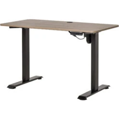 Vinsetto Scrivania Sollevabile A 4 Altezze Regolazione Elettrica Struttura In Metallo E Legno - Teak Nero