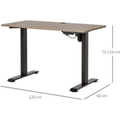 Vinsetto Scrivania Sollevabile A 4 Altezze Regolazione Elettrica Struttura In Metallo E Legno - Teak Nero -Ufficio E Casa 39494378 3