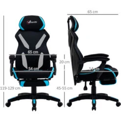 Vinsetto Sedia Gaming Con Supporto Lombare E Altezza Regolabile In Tessuto - Nero -Ufficio E Casa 39507143 3