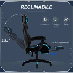 Vinsetto Sedia Gaming Con Supporto Lombare E Altezza Regolabile In Tessuto - Nero -Ufficio E Casa 39507143 5