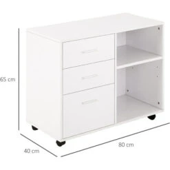 HOMCOM Mobile Da Ufficio Multiuso Con Ripiani Cassetti In Legno - Bianco -Ufficio E Casa 39507287 3