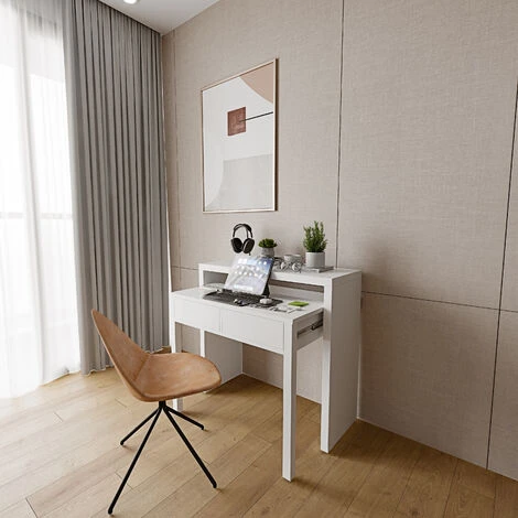Scrivania Allungabile Con 2 Cassetti Tavolo Consolle Estensibile Studio Salvaspazio Con Ripiano Ideale Disegno Soggiorno Camera Salotto Ingresso Corridoio 99 X 88 X 36 Cm (Bianco) 4 Scrivania Allungabile Con 2 Cassetti Tavolo Consolle Estensibile Studio Salvaspazio Con Ripiano Ideale Disegno Soggiorno Camera Salotto Ingresso Corridoio 99 X 88 X 36 Cm (Bianco) - immagine 2