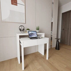 Scrivania Allungabile Con 2 Cassetti Tavolo Consolle Estensibile Studio Salvaspazio Con Ripiano Ideale Disegno Soggiorno Camera Salotto Ingresso Corridoio 99 X 88 X 36 Cm (Bianco) 10 Scrivania Allungabile Con 2 Cassetti Tavolo Consolle Estensibile Studio Salvaspazio Con Ripiano Ideale Disegno Soggiorno Camera Salotto Ingresso Corridoio 99 X 88 X 36 Cm (Bianco) -Ufficio E Casa 39696589 4
